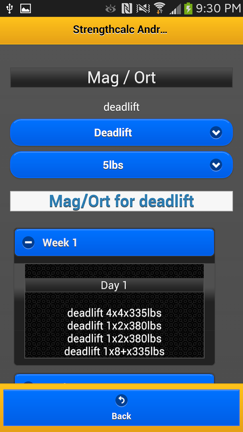 StrengthCalc Juiced Edition Screen 2