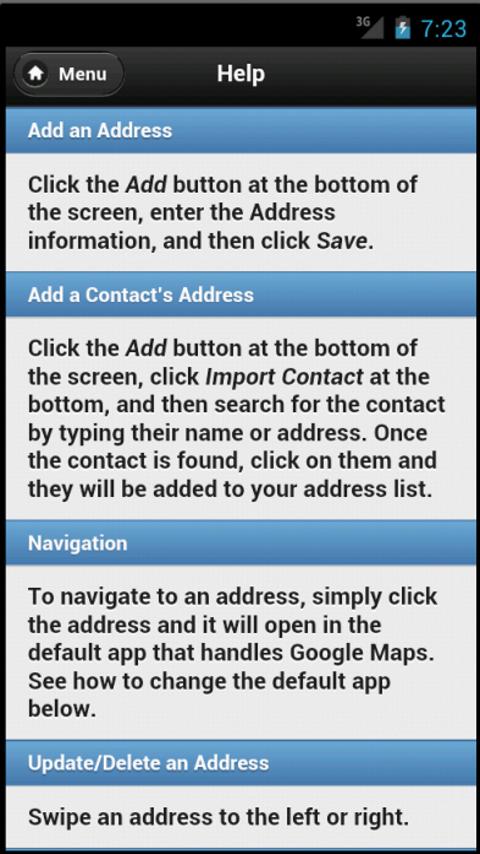 Address Book - Quick Navigate Screen 2