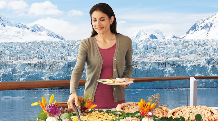 While cruising through Alaska, passengers aboard  Princess can try regional seafood specialties in the Taste of Alaska buffet.
