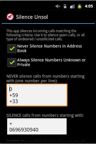 Silence Unsolicited Calls