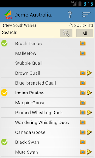 Australian Bird Checklist demo
