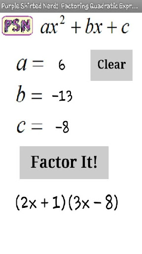 PSN Factor Quadratics