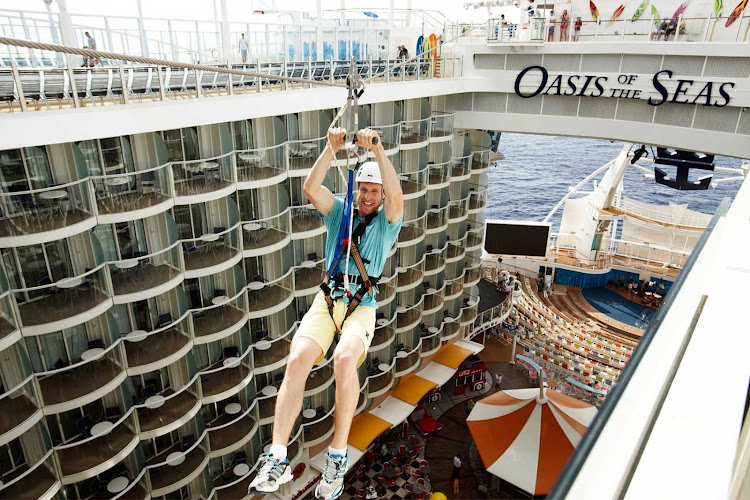 Take a thrilling (but safe) ride on Oasis of the Seas' long and sturdy zipline.
