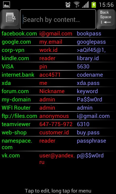 Android application KeyRing Password Manager screenshort