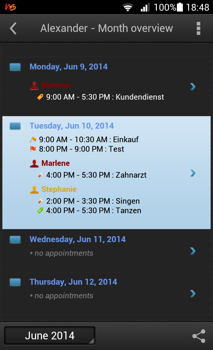 Family calendar Screen 3