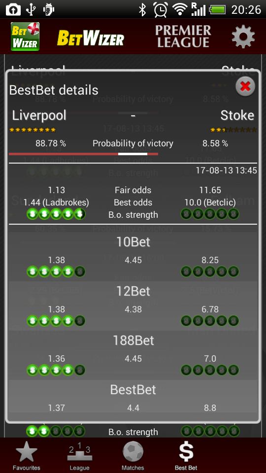 BetWizer Premier League Screen 3