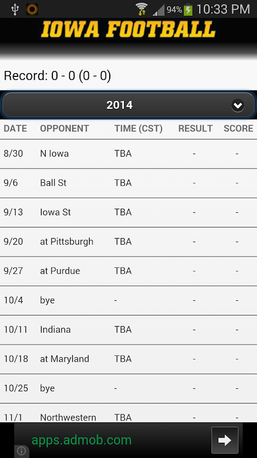 Iowa Football Schedule