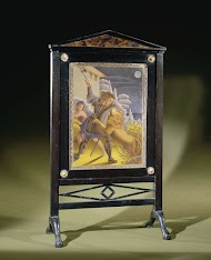 Lichtscherm met een gevechtscène tussen een man en een leeuw