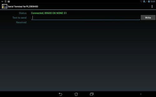 Android application Prolific PL2303 USB-UART screenshort