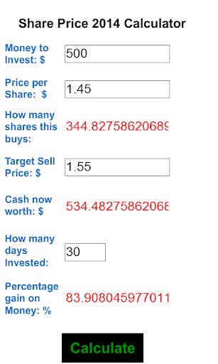Share Price 2014 Calculator