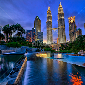 Sunset at KLCC Park by Nur Ismail Mohammed - City,  Street & Park Skylines