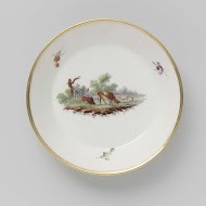 Schotel, beschilderd met een landschap met vee