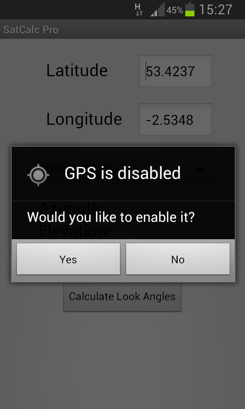 SatCalc Pro Satellite Finder Screen 3