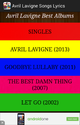 AVRIL LAVIGNE SONGS