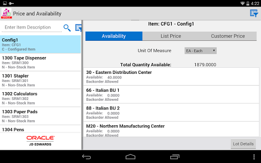 Product Price - JDE E1