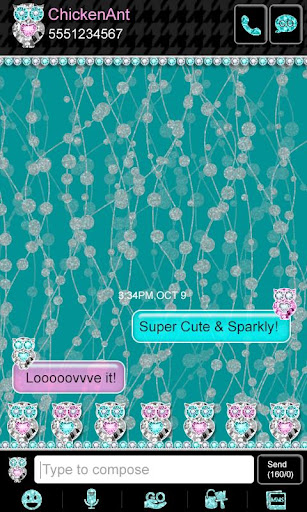 【免費個人化App】Sparkly Owl Theme SMS-APP點子