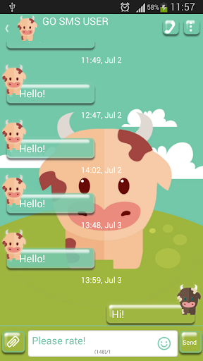 GO SMS Proのかわいい牛