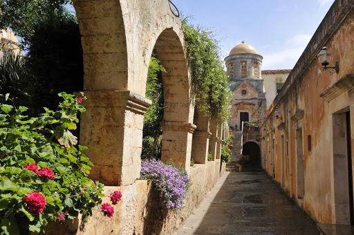 monastery-Crete-Greece - Agia Triada Monastery near Chania, on the island of Crete, Greece.