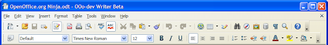 OpenOffice.org Writer Galaxy Icon set on Windows XP