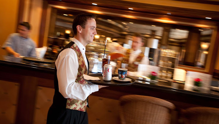 Receive top-flight service when you dine in the Bistro Cafe aboard Crystal Symphony.