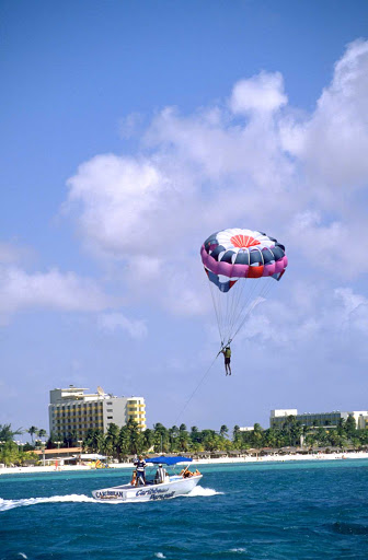 Parasailing above Aruba.