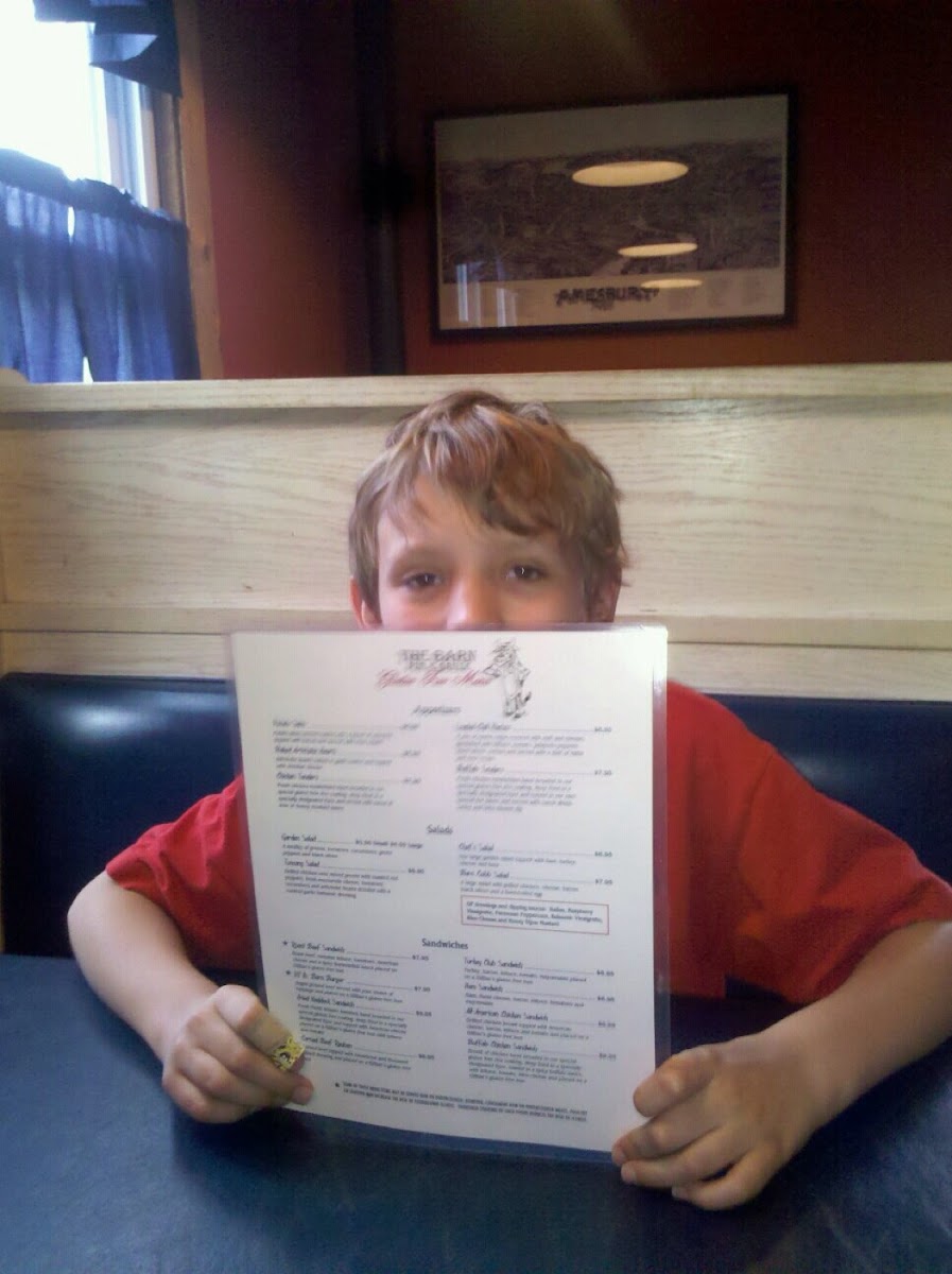Huge gluten free menu!!! Owners' son (pictured) has celiac disease and was diagnosed back in 2001.