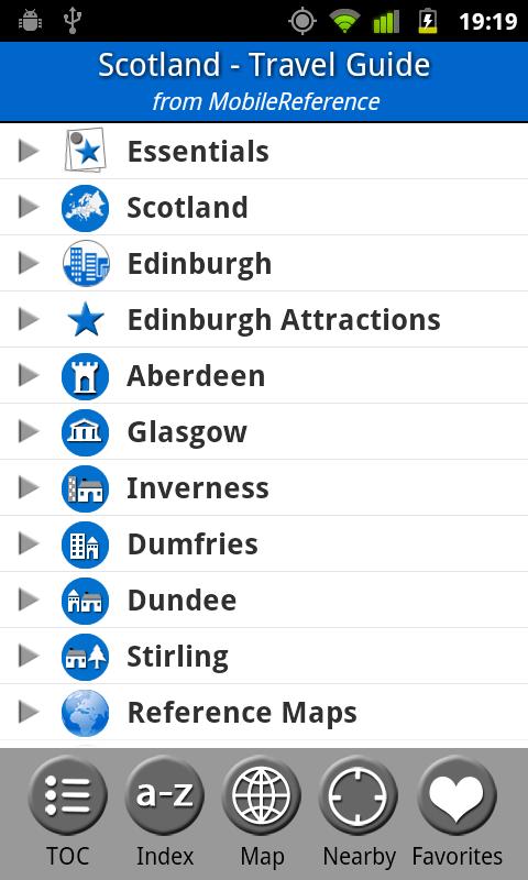 Scotland, UK - Guide &amp; Map Screen 1