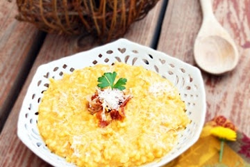 Creamy Pumpkin Risotto with Bacon and Parmesan