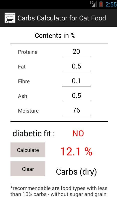 Carbs Calculator for Cat Food Screen 3