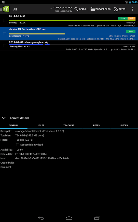 tTorrent - Torrent Client App - screenshot