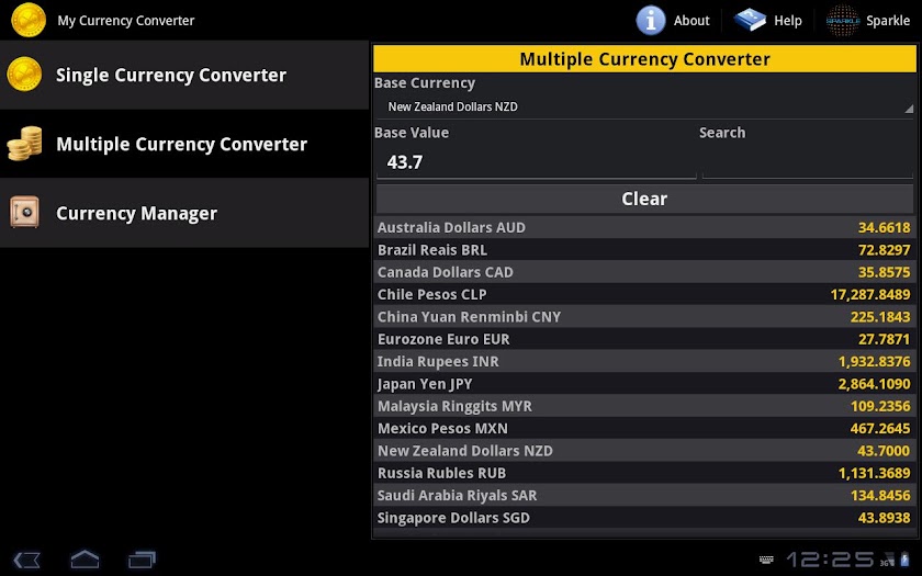 My Currency Converter Tablet Screen 3