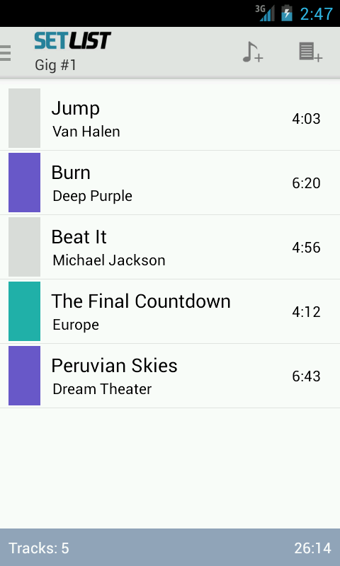 Android application Setlist Pro screenshort