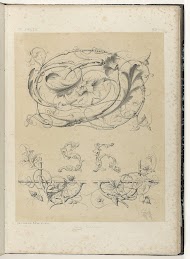 Vijf ornamenten van takken met bladeren