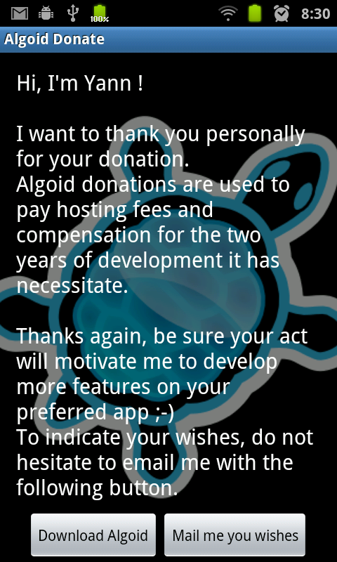 Algoid - Donate Screen 1