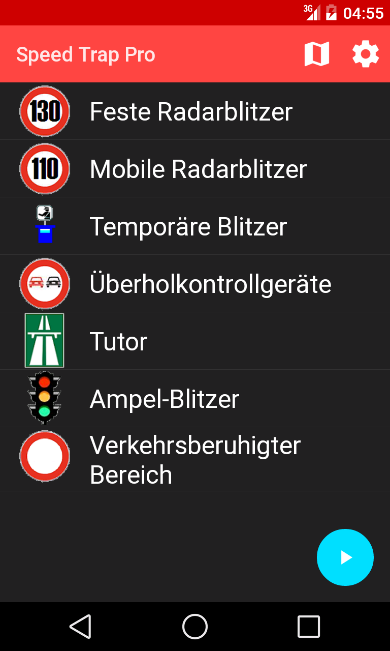 Android application Speed Trap screenshort