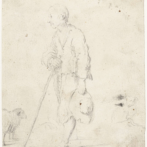 Herder staand naast een schaap, Gesina ter Borch, after Gerard ter Borch (II), c. 1654 - c. 1655 - Rijksmuseum