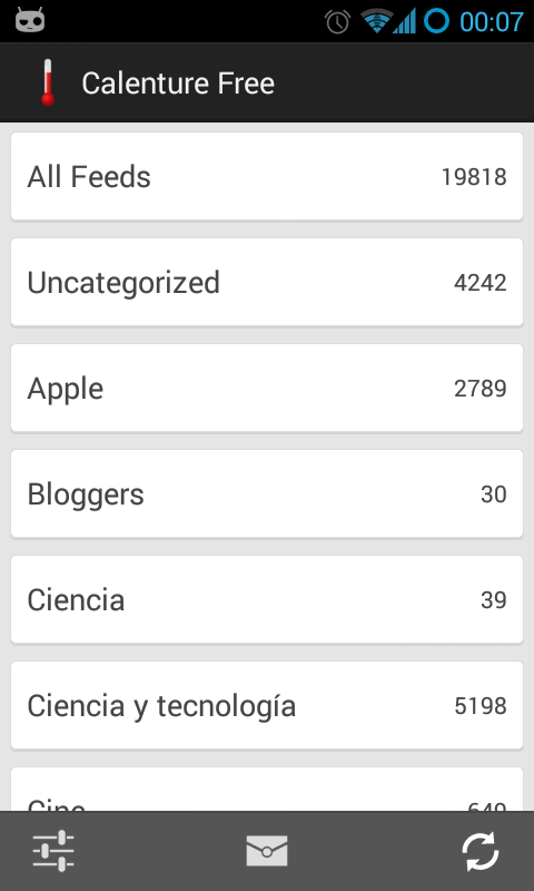 Android application Calenture RSS Reader Pro screenshort