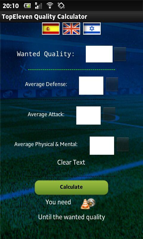 Top Eleven -Quality Calculator Screen 2