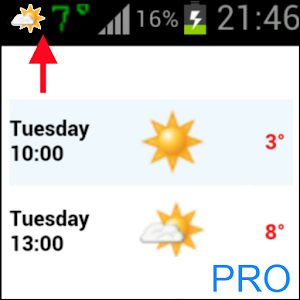 Wetterbild in Statusleiste PRO logo