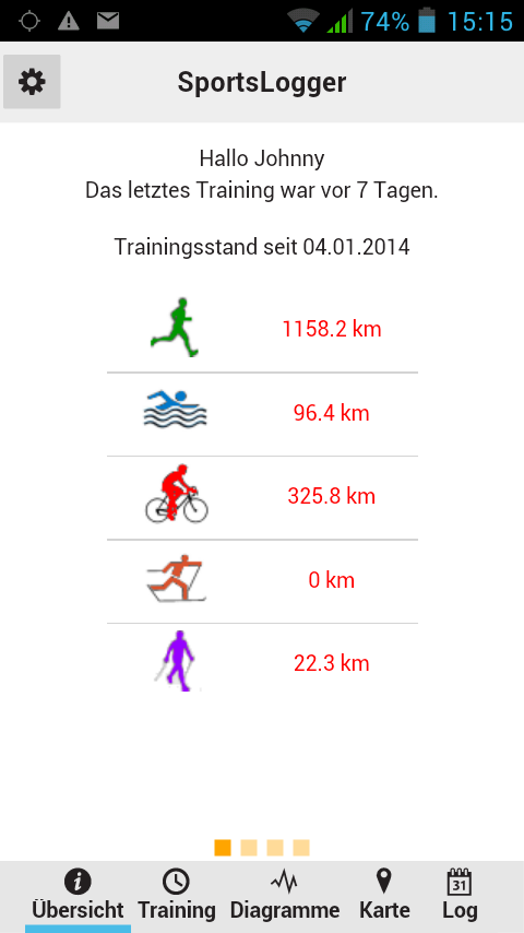 Android application SportsLogger screenshort