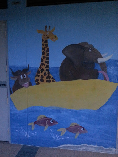 Bubbleland Animals in Boat Mural