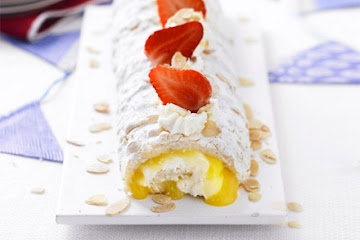 Almond & lemon meringue roulade