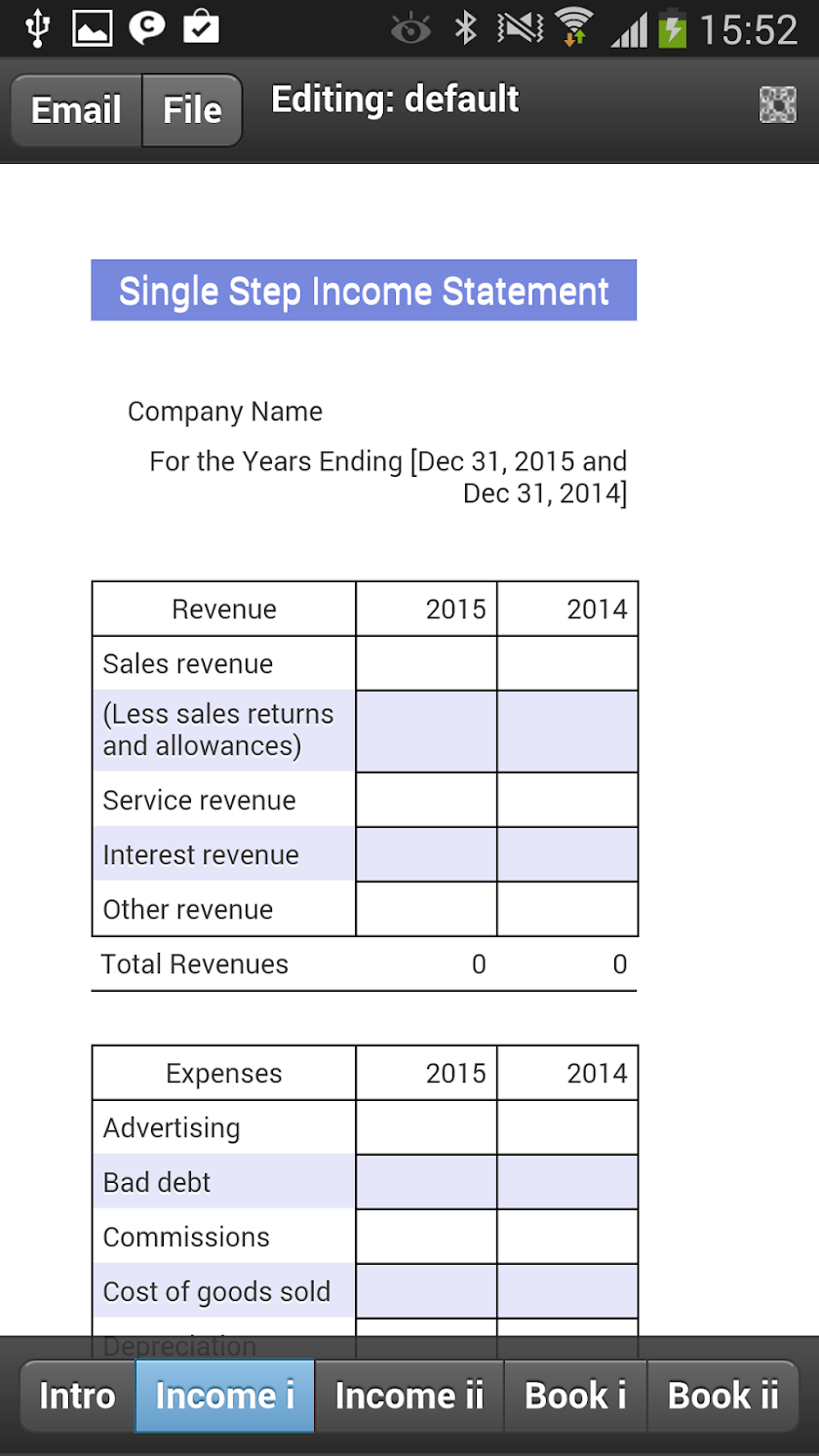 Income Statement Mobile Screen 2