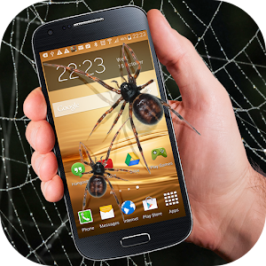 Spider in phone funny joke logo