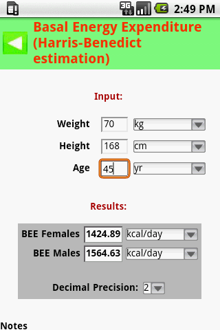MedCalc 3000 Nutrition Screen 3