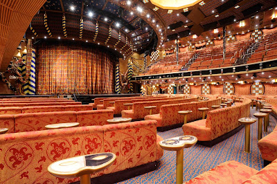 On your next Caribbean cruise, take in one of the Broadway-style shows at Carnival Liberty's beautiful 3-deck-high Venetian Palace.