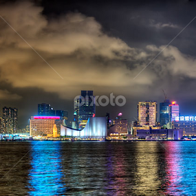 Hong Kong - Victoria Harbour - Kowloon Night Skyline by Fa Ve - City,  Street & Park Skylines
