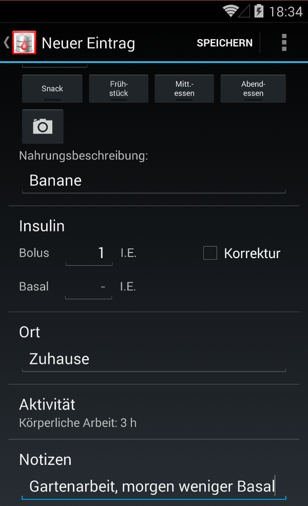 Sugar DB - Diabetes-Tagebuch Screen 3