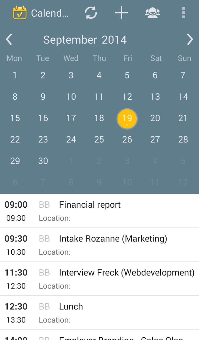 OTYS Calendar app Screen 2