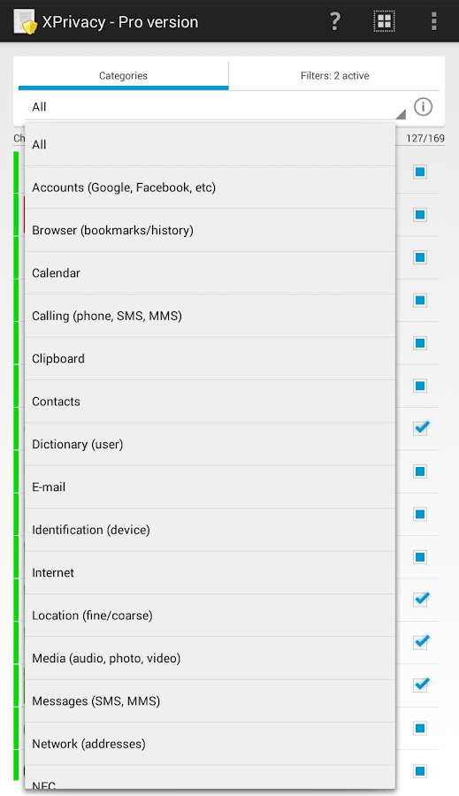 XPrivacy import/export enabler - screenshot